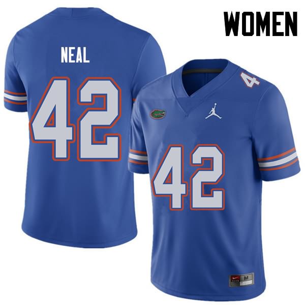 Women's NCAA Florida Gators Keanu Neal #42 Stitched Authentic Jordan Brand Royal College Football Jersey ELW4265OV